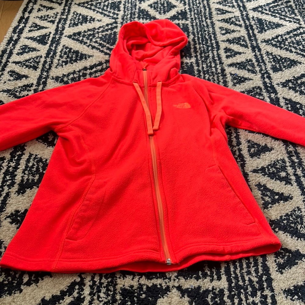 Orange, North Face, comfy, turtle neck